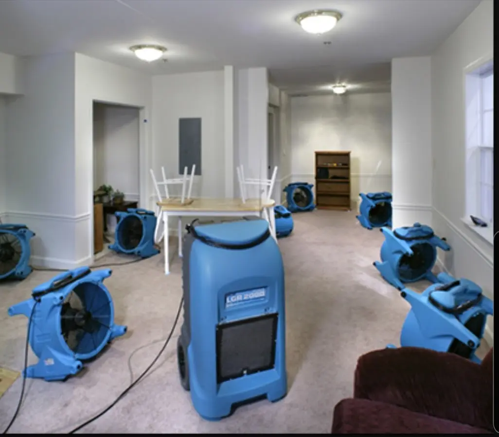 Air movers and dehumidifier setup for Water Extraction & Removal in Hudson Falls